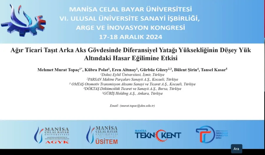 VI. kongrede düzenleyen kurumların logolarını taşıyan bir bildiri sunumu ekranı